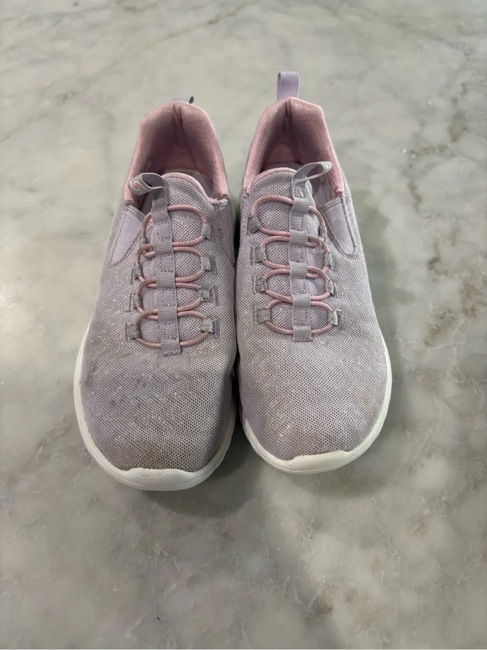 💚$5 Deals- Skechers Kids Light Purple Slip-On Sneakers with White Soles